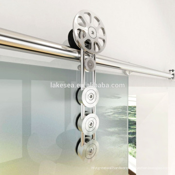 Glass sliding barn door hardware : stainless steel fittings